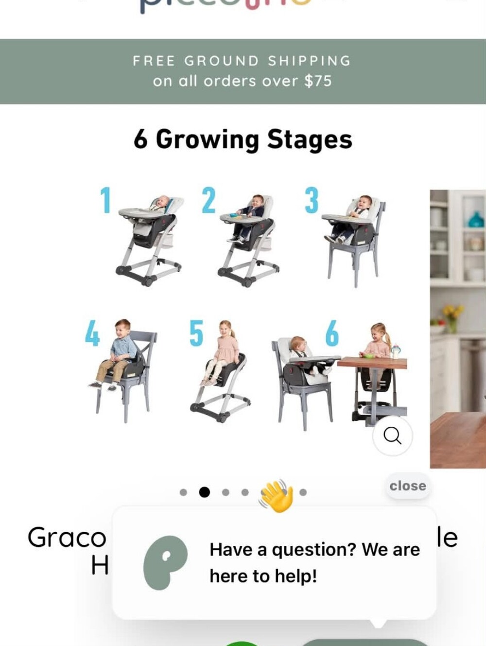 Convertible High Chair in Gray - 6-Stage Adjustable Kids Seat